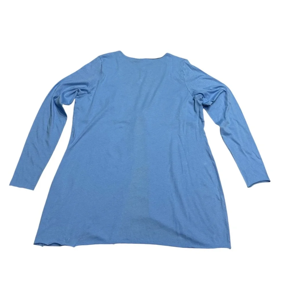 SKIMS‎ Cotton Jersey Cover-Ups Tie Front Long Sleeve Top Tide Blue 3X